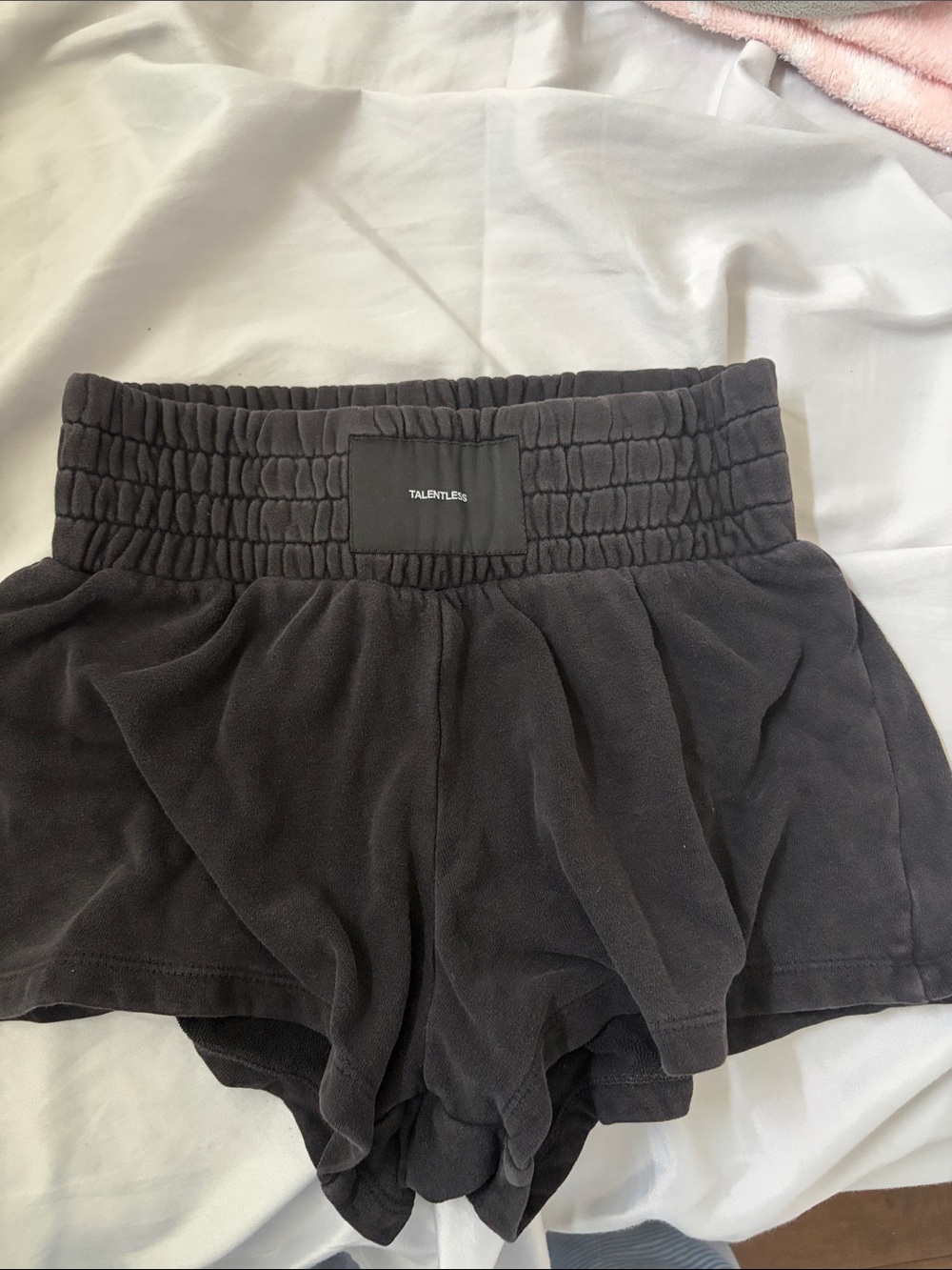 TALENTLESS Black High-Waist Ruched Lounge Shorts - Soft Fabric